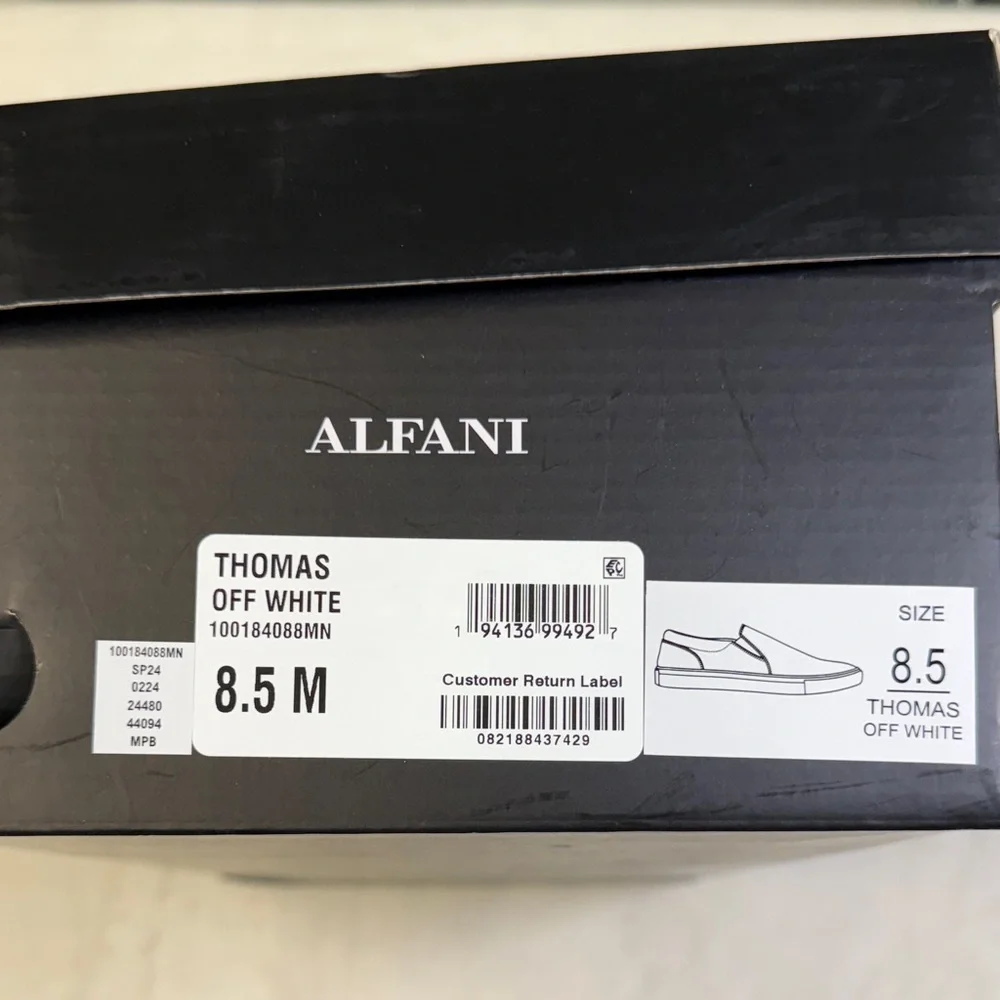 Alfani Men's Thomas Slip-On Sneakers- Off White- Size 8.5